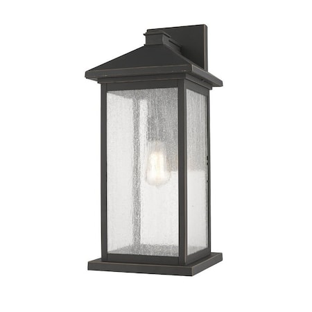Z-Lite Portland 1 Light Outdoor Wall Sconce, Oil Rubbed Bronze And Clear Seedy 531BXL-ORB